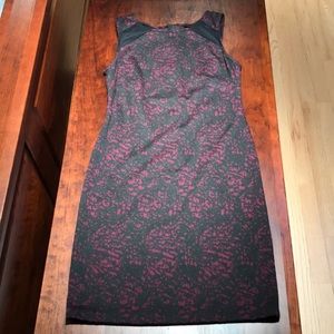 Black and magenta dress with mesh detail